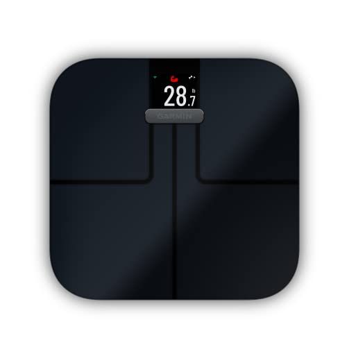 GARMIN Index S2 Smart Scale Zwart, Slimme Weegschaal met BMI, Lichaamsvet, Botmassa en Spiermassa Analyse, GARMIN Connect