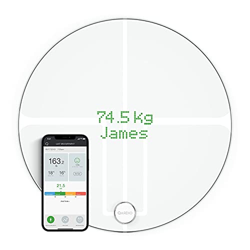 Qardio Base2 WLAN Smart-weegschaal en lichaamsanalyseapparaat: bewaak gewicht, BMI en lichaamssamenstelling. Eenvoudige opslag, volgen en delen van gegevens app voor iOS, Android, Kindle