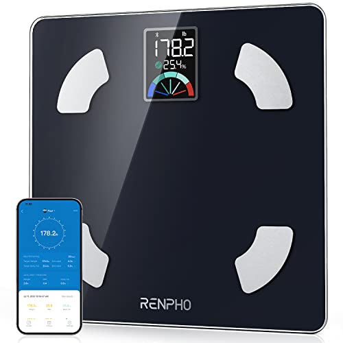 RENPHO Slimme Weegschaal voor Lichaamsgewicht, Digitale Badkamerweegschaal met Groot VA-display, Zeer Nauwkeurige Lichaamsvetschaal, 13 Lichaamssamenstellingsanalysator met App, 400 lbs