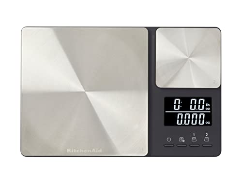 KitchenAid Keukenweegschaal Met Dubbel Platform, Weegvermogen Van 5000 Gram, Glas, ‎3,18 x 21,34 x 30,23 Centimeter, Zwart, KQ909G