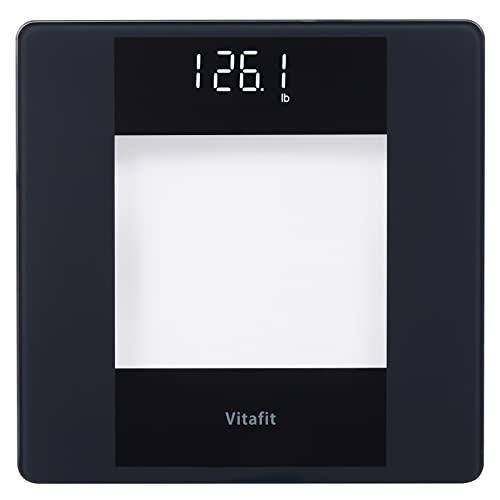 Vitafit Digitale personenweegschaal, toewijding aan zeer nauwkeurige technologie voor lichaamsweegschaal meer dan 20 jaar, gewichtsweegschaal met kristalheldere led en step-on, 180 kg, zwart