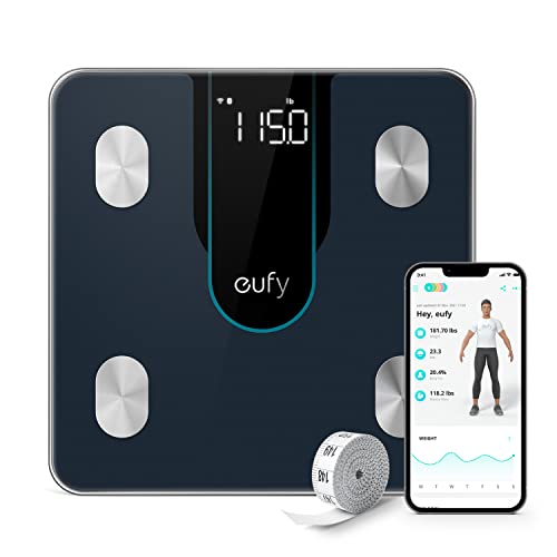 eufy Personenweegschaal, Smart Scale P2, digitale lichaamsvetweegschaal WLAN/Bluetooth, 15 meetwaarden incl. gewicht, hartslag, lichaamsvet, BMI, spier-/botmassa, virt. 3D-modus, waterdicht IPX5