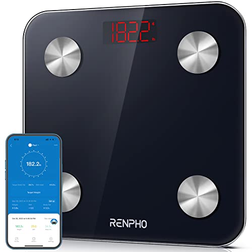 RENPHO Weegschaal, Bluetooth Personenweegschaal, Badkamer Impedantiemeter met 13 Lichaamsgegevens voor Fitness (BMI/Spier/Water/Lichaamsvet)