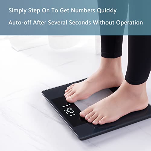 Vitafit Digitale personenweegschaal, toewijding aan zeer nauwkeurige technologie voor lichaamsweegschaal meer dan 20 jaar, gewichtsweegschaal met kristalheldere led en step-on, 180 kg, zwart