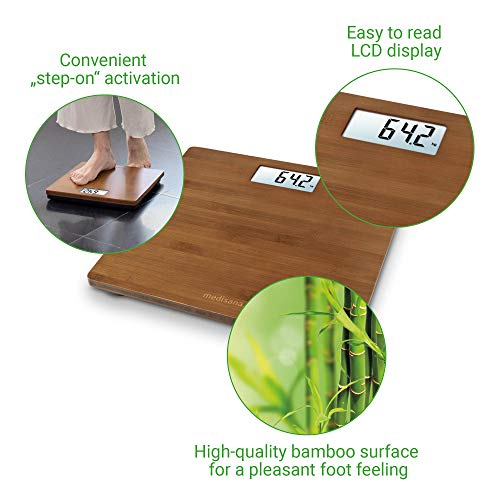 medisana PS 450 digitale personenweegschaal van bamboe tot 180 kg
