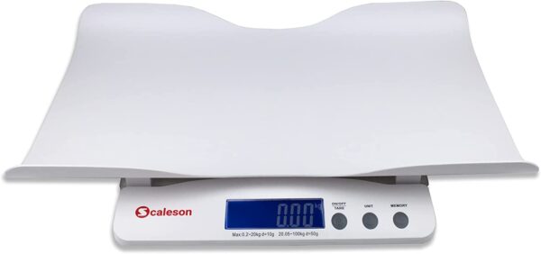 SCALESON S212 Multifunctionele baby- en kinderweegschaal in modern design / Metingen vanaf 200g minimumgewicht & Metingen tot 100kg maximumgewicht