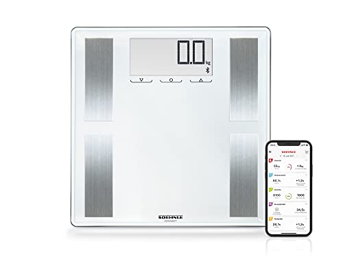 Soehnle Shape Sense Connect 100 personenweegschaal met Bluetooth plus app, weegschaal voor BIA-premium lichaamsanalyse, lichaamsvetweegschaal met groot lcd-display