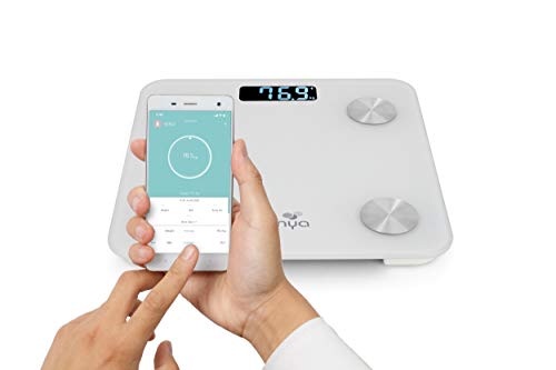 Senya Personenweegschaal met Bluetooth, voor een dagelijkse bewaking van je gezondheid via de Fitday-app, wit SYWB-S007, glas