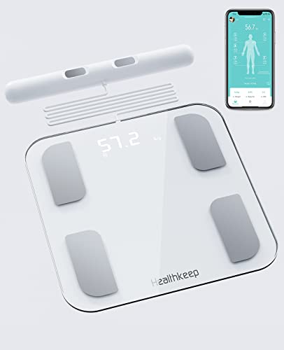 Intelligente badkamerweegschaal met 8 elektroden, bio-impedantie precisieweegschaal, digitale weegschaal voor badkamer, 18 belangrijke metingen, voor Android en iOS