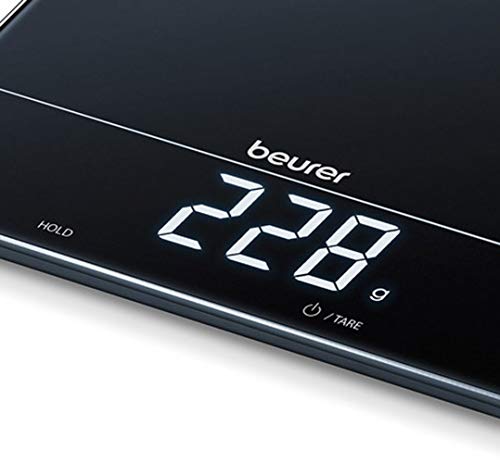 Beurer Keukenweegschaal KS 34, voor precieze wegingen tot 15 kg, met Tara-weegfunctie en Magic LED-display, zwart