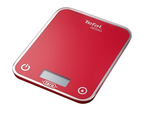 Tefal BC5003V1 Optiss Elektronische keukenweegschaal, 5 kg/1 g, tarrafunctie, vloeistofconversie, LCD-display, framboos, rood, klein