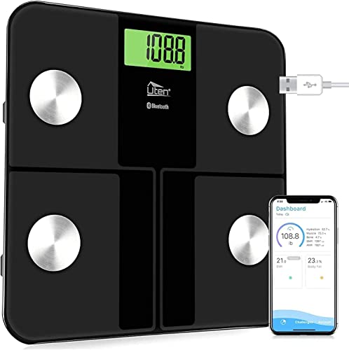 Uten Digitale personenweegschaal, lichaamsanalyseweegschaal, bluetooth, digitale lichaamsanalyseweegschaal met app, gewichtsanalyseapparaat, 180 kg