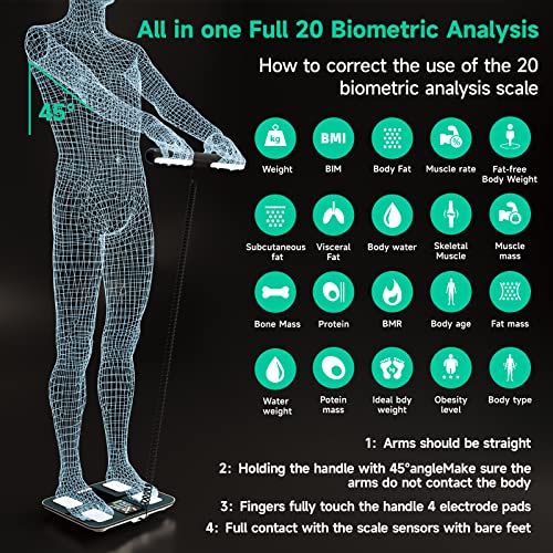 EEBBL Lichaamsvetweegschaal met 8 elektroden digitale weegschalen met 18 essentiële gezondheidsmetingen