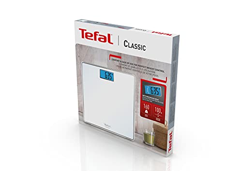 Tefal Klassieke personenweegschaal, 31 x 31 cm, maximale capaciteit 160 kg, schaal 100 g, display met achtergrondverlichting, batterijen inbegrepen