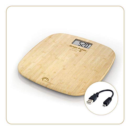 LITTLE BALANCE - Personenweegschaal zonder batterijen - USB-lader - 180 kg / 100 g - Design Bamboe