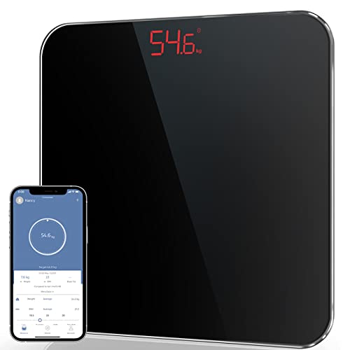 Digitale personenweegschaal, personenweegschaal, met lcd-display, tot 180 kg, personenweegschaal met zeer nauwkeurige sensoren, gewichtsweegschaal kg/lbs/St (zwart)