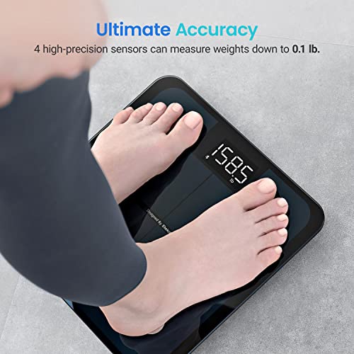 ETEKCITY Intelligente lichaamsgewichtweegschaal, digitale badkamerweegschaal met lichaamsvet en gewicht voor mensen, elektronische Bluetooth BMI-analysator (ST/LB/kg)