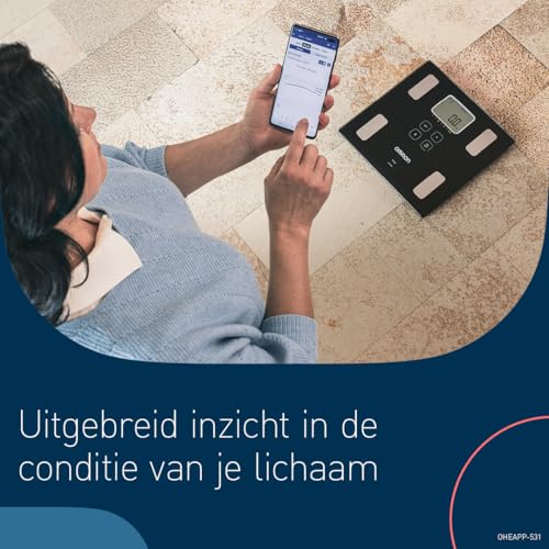 OMRON VIVA – Slimme bluetooth weegschaal en lichaamscompositiemeter voor meting van lichaamsvet, lichaamsgewicht, visceraal vet, skeletspieren, rustmetabolisme en BMI