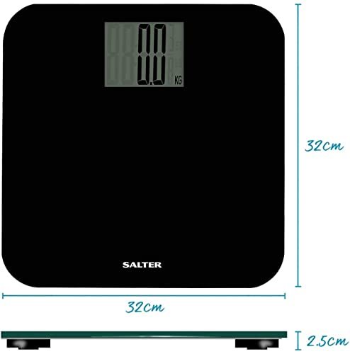 Salter 9049 BK3R Max Electronic Bathroom Scale, 250 KG Maximum Capacity, Easy Read Digital Display, Precise Instant Reading, Large Platform, Accurate and Precise, Weighing in kg, st and lbs, Black