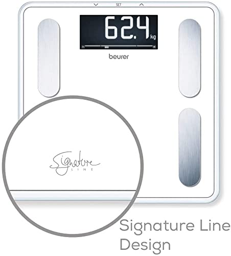 Beurer BF 400 white diagnoseweegschaal Signature Line, nauwkeurige analyse van het lichaam voor maximaal 10 personen, met extra groot geïnverteerd lcd-display, draagvermogen van maximaal 200 kg