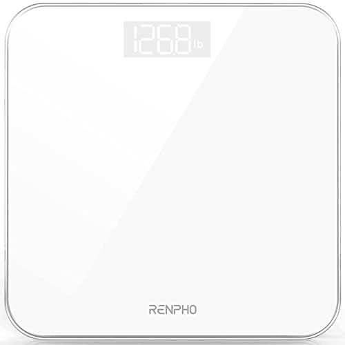 RENPHO Digitale Weegschaal Weegschaal met Hoge Precisie Sensoren Lichaamsweegschaal (st/lb/kg) - Wit