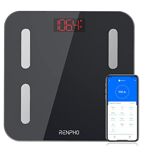 RENPHO Digitale Badkamer Schaal, Lichaams- en Spiervet Schaal met App, 13 Viscerale en Spier BMI Gewichtsmetingen, Meerdere Gebruikers, Tot 400 lbs/180 kg Capaciteit