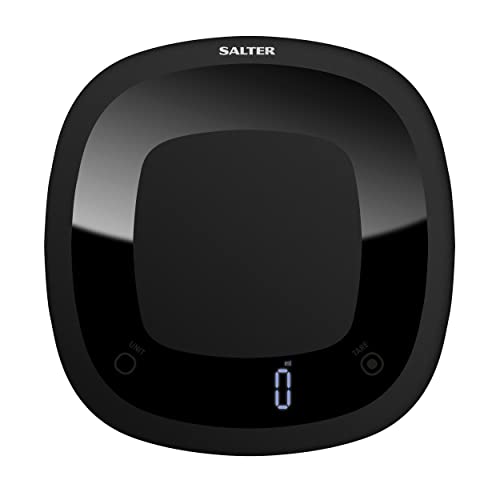 Salter 1062 BKDR Waterproof (IPX7) Electronic Digital Kitchen Scale, Clean in Washing Bowl, Large Backlit Display, Add & Weigh, Measures Liquids/Fluids, Slim Compact Design, 5 kg Capacity, Black