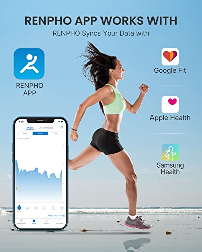 RENPHO slimme wifi-lichaamsvetweegschaal voor lichaamsgewicht, digitale badkamerweegschaal Bluetooth-weegschaal, lichaamssamenstellingsmonitor BMI-weegschaal met smartphone-app voor fitnesstrack, step-on-technologie, zwart