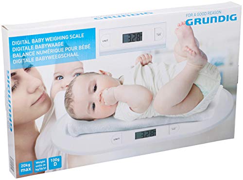 GRUNDIG Babyweegschaal, digitale kinderweegschaal tot 20 kg, digitale weegschaal voor pasgeborenen, digitale led-display, gewichtscontrole vanaf de geboorte, lcd-display, tarra-functie, automatische uitschakeling