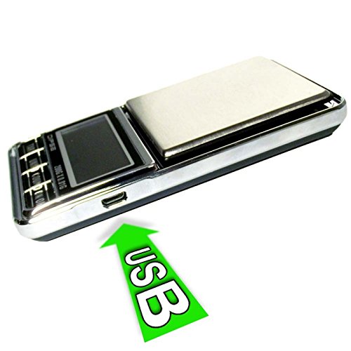 DIPSE USB 200 – digitale precisieweegschaal/zakweegschaal met USB-aansluiting zonder automatische uitschakeling, die in stappen van 0,01 g nauwkeurig tot 200 g weegt