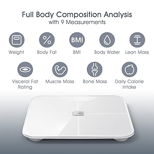 iHealth HS2S Fitness Smart lichaamsanalyseweegschaal, smart weegschaal, Bluetooth personenweegschaal met 6 lichaamsgegevens (mi/spier/lichaamsvet/botmassa), Wit