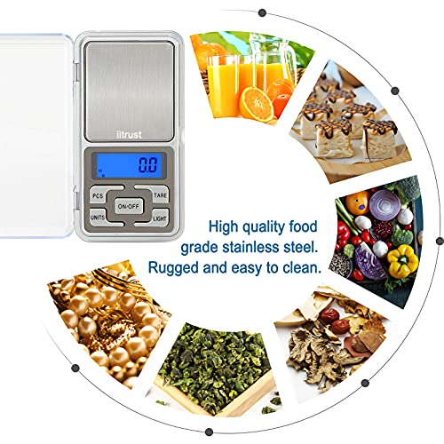 iitrust Mini digitale zakweegschaal, fijne weegschaal, keukenweegschaal, muntenweegschaal, goudweegschaal met telfunctie en een resolutie van 500/0,01 g
