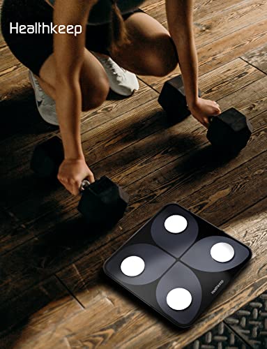 Lichaamsvet schaal, slimme badkamerweegschaal voor lichaamsgewicht, draadloze BMI lichaamssamenstellingsmonitor, hoogwaardige gezondheidsanalysator met smartphone-app voor fitness-tracking 180 kg (zwart)