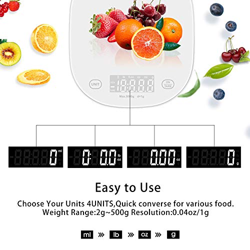 GUIFIER Digitale keukenweegschaal met app, levensmiddelenweegschaal, digitale keuken, elektronische precisieweegschaal, elektronische kookweegschaal met smartphone-app, huishoudweegschaal, voedingsrekenmachine voor het bakken van gerechten