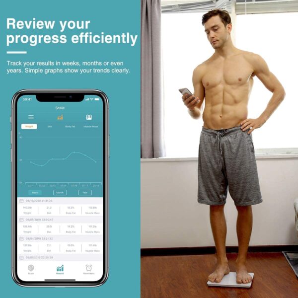1 BY ONE Smart Body Fat Scales voor lichaamsgewicht Stenen en ponden, digitale weegschalen Badkamer Body Samenstelling Monitoren met Android iOS App, Werkt met Apple Health, Google Fit & Fitbit, Wit