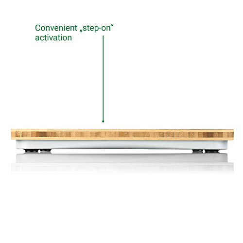 medisana PS 440 digitale bamboe personenweegschaal tot 180 kg, badkamerweegschaal met automatische uitschakeling en onzichtbare LED-indicatie