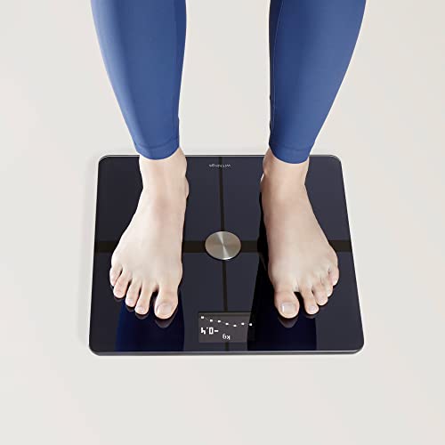 Withings Body+ - Lichaamsanalyse slimme weegschaal met wifi, lichaamsvetmonitor, BMI, spiermassa, vochtpercentage, digitaal gewicht badkamerweegschaal, app-synchronisatie via Bluetooth of wifi
