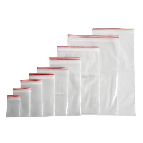 100 x Hersluitbare plastic zakjes, 6 x 8 cm, met druksluiting, verzendzakjes (40 maten naar keuze)