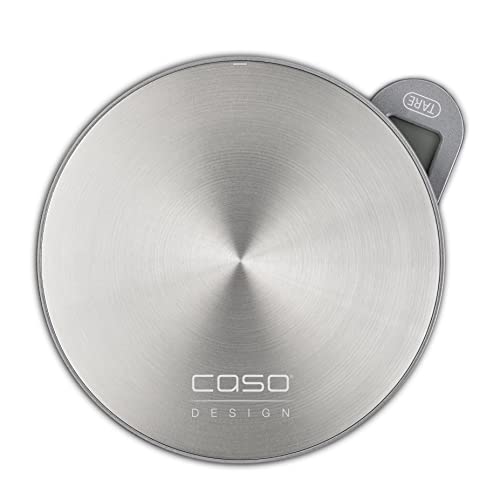 CASO Kitchen EcoMate Design keukenweegschaal, batterijloos gebruik door kinetische energie, bijzonder vlak, magnetisch, tot 5 kg in stappen van 1 g, weegoppervlak van roestvrij staal (Ø 11,5 cm)