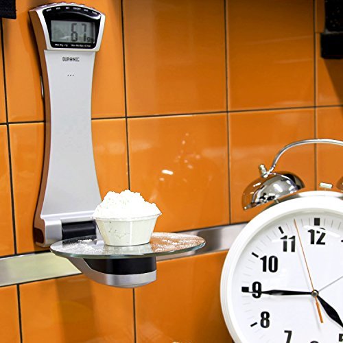Duronic KS4000 Keukenweegschaal – Zilver – 3kg capaciteit – Wandbevestigingen – Timer – Groot digitaal scherm – Gewichtsfunctie “Tare” toevoegen – Ideaal om mee te bakken of als postweegschaal