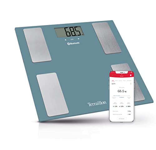 TERRAILLON Smart Connect personenweegschaal, BMI – 8 gebruikers – Bluetooth Low Energy – capaciteit 160 kg – petrol