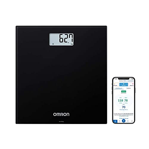 OMRON HN300T Smart - badkamerweegschaal voor lichaamsgewicht: Digitale weegschaal met Bluetooth en app voor smartphone (zwart)