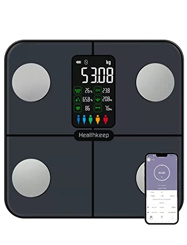 Lichaamsweegschaal Smart Scale met VA-display, digitale weegschalen met hartslaggegevens voor smartphone APP 180kg/400lb