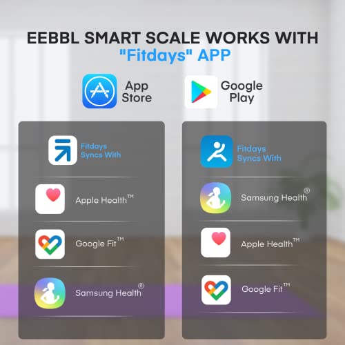 EEBBL Digitale personenweegschaal, bluetooth, lichaamsanalyseweegschaal met app, smart weegschaal voor lichaamsvet, BMI, spiermassa, eiwitten, BMR, zwart, 16 indicatoren