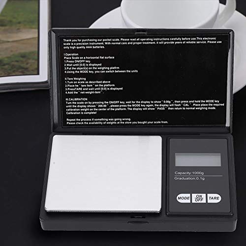 Digitale zakweegschaal, draagbare hoge precisie mini gramweegschaal, reisvoedselweegschaal, sieradenweegschaal, keukenweegschaal 1000 g/0,1 g(1000 g / 0,1 g)