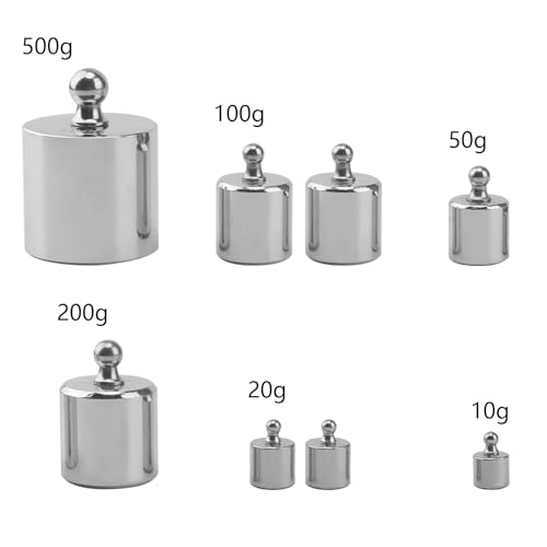 FAAING 8 stuks M2 kalibratiegewichtenset, 10 g, 20 g, 50 g, 100 g, 200 g, 500 g, gewicht kalibratie, gram gewichtset, nauwkeurige ijkgewichten, kalibratiegewichten