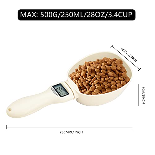 TOWEAR Huisdiervoer maatschepschaal, digitale keukenmaatlepel voor hondenkat, nauwkeurige hondenvoer maatschep, maatschepje voor vloeistof/droog product, max 800 g