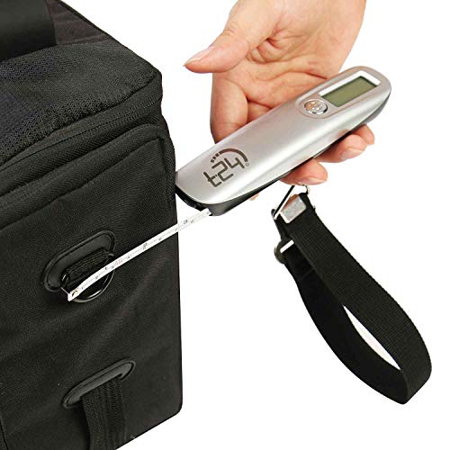 T24 Digitale kofferweegschaal, bagageweegschaal tot 50 kg, met meetlint en display, reis-gadgets, reisbenodigdheden, vliegtuiggadgets