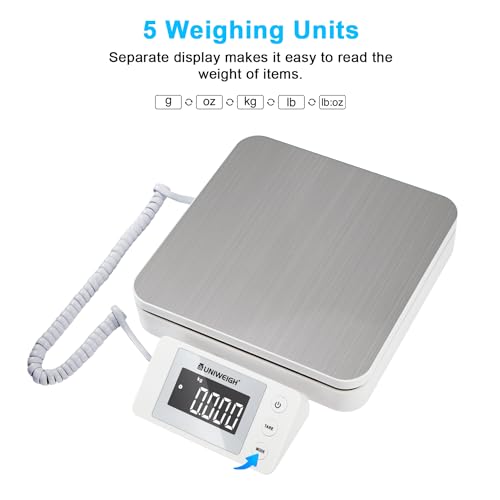 UNIWEIGH digitale postweegschaal, pakket Postschaal 88lb/0.1oz, verzending schaal met tarra en LCD Dispaly, voor pakketten kleine bedrijven, Mail Scale inclusief USB-kabel en 2X AAA-batterijen